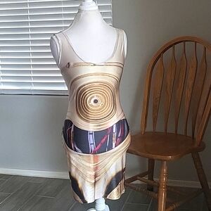 Star Wars c3po stretchy spandex Bodycon dress Sci-fi comicon cosplay costume